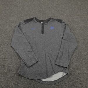Duke Blue Devils Shirt Mens Small Gray NCAA Basketball Long Sleeve Henley Nike